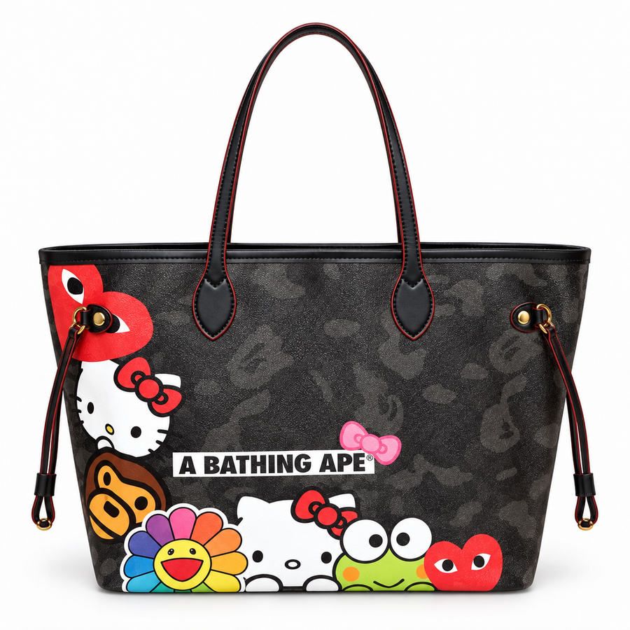 Black Character Collage Tote